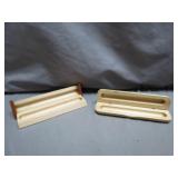 2 Wooden Desk Top Pen Holders