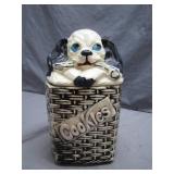 Hand-Painted Dog-In-Basket Cookie Jar