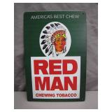 Red Man Chewing Tobacco Tin Sign