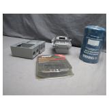 Lot: Filter, Saw Chain, and Electrical Boxes