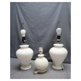 3 White Table Lamps with Unique Texture