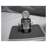 Relic Gas Pump Clock Collectible in Tin Case