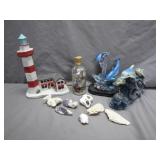 Coastal-Themed Figurines and Shell Lot