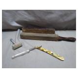 Straight Razor and Safety Razor Set with Strops