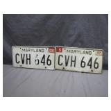Set Maryland License Plates, 1986-1987