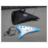 Blue Ocarina With Case and Necklace