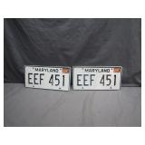 Maryland 1986 License Plate Set
