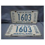1968 Maryland Charter License Plates