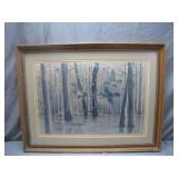 Framed Wildlife Print of Ducks in Wetland