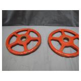 2 Metal Well Wheels: Rustic Charm