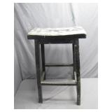 Rustic Wooden Stool with Worn Finish