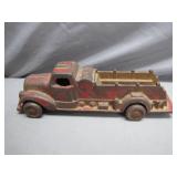 Cast Iron Toy Fire Truck with Red Finish