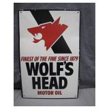 Wolfï¿½s Head Motor Oil Vintage-Style Sign