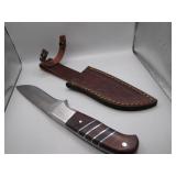 Custom Damascus Steel Hunting Knife With Sheath