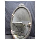 Oval Wall Mirror with Seashell Embellishments