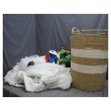 Woven Basket with Colorful Fabric Stash