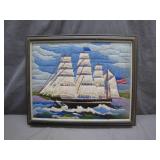 Framed Nautical Embroidery Artwork