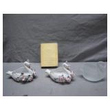 Porcelain and Glass Swans With Booklet