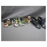 Ceramic Figurines and Lustreware Shoes