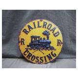 Round Railroad Crossing Metal Sign