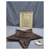 Masonic Wood Star, Plaque, and Belt Buckle