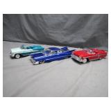 Trio of Classic Die-Cast Cars in Striking Colors