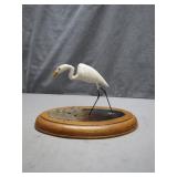 Handcrafted Egret Sculpture Signed and Dated
