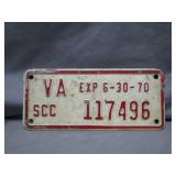 1970 Virginia SCC License Plate