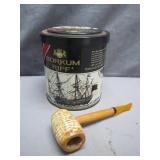 Borkum Riff Tin with Corn Cob Pipe
