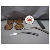 Eclectic Lot: Razors, Trays, and Crab Plaque
