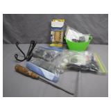 Tools and Hardware Lot with Green Bin