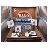 Cigar Box Loaded With U.S. Coins and Currency!