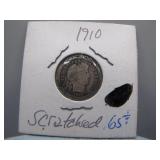 1910 Barber Silver Dime