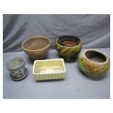 Five Eclectic Ceramic Pots