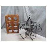 Black Iron Candelabra and Wood Wine Holder