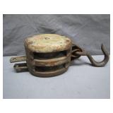 Wooden Double-Sheave Block and Tackle