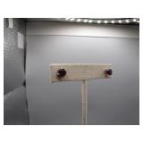 Sterling Silver Earrings With Red Stones