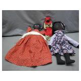 Three Handmade Cloth Dolls
