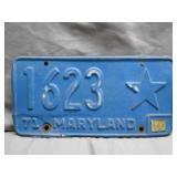 Rare 1971 Maryland License Plate with Star