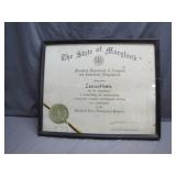 State of Maryland Leonardtown Award Certificate