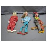 Three Vintage Puppet Marionettes