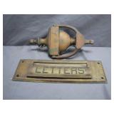 Vintage Brass Door Knocker and Mail Slot Set
