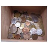 Small Box of Foreign Coins and Currency