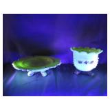 Northwood Louis XV Custard Glass Pair