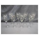 Eight Floral Champagne Flutes