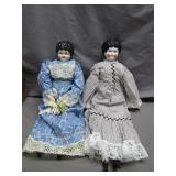 Porcelain Head Dolls With Lace Dresses