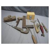 Rustic Hand Tool Lot with Wooden Box