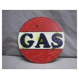Round Metal Gas Sign with Vintage Appeal