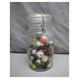 Glass Jar of Marbles with Wire Bale Lid