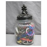 Glass Jar of Assorted Jewelry Treasures